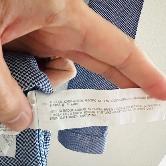 Zara Men's Blue Button Up Slim Fit Dress Shirt Size XL - Picture 6 of 6